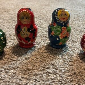Russian Hand-Painted Wooden Nesting Dolls Set